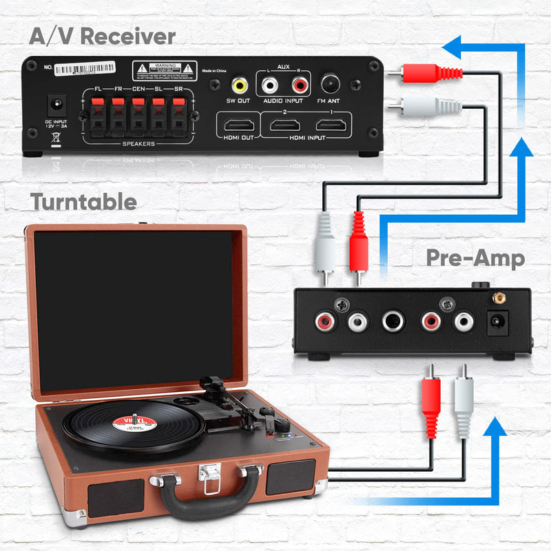 [Australia - AusPower] - Pyle PP777 Phono Turntable Preamp Mini Electronic Audio Stereo Phonograph Preamplifier Input, RCA Output & Low Noise Operation Powered by 12 Volt DC Adapter Upgraded Model 