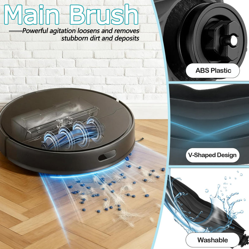 [Australia - AusPower] - Replacement Parts Compatible with Dreame D9 Max Gen 2/ D10s Pro/ D10s Robot Vacuum Cleaner 1 Main Brush, 4 Side Brushs, 4 HEPA Filters and 4 Mop Pads (13 Pack) 