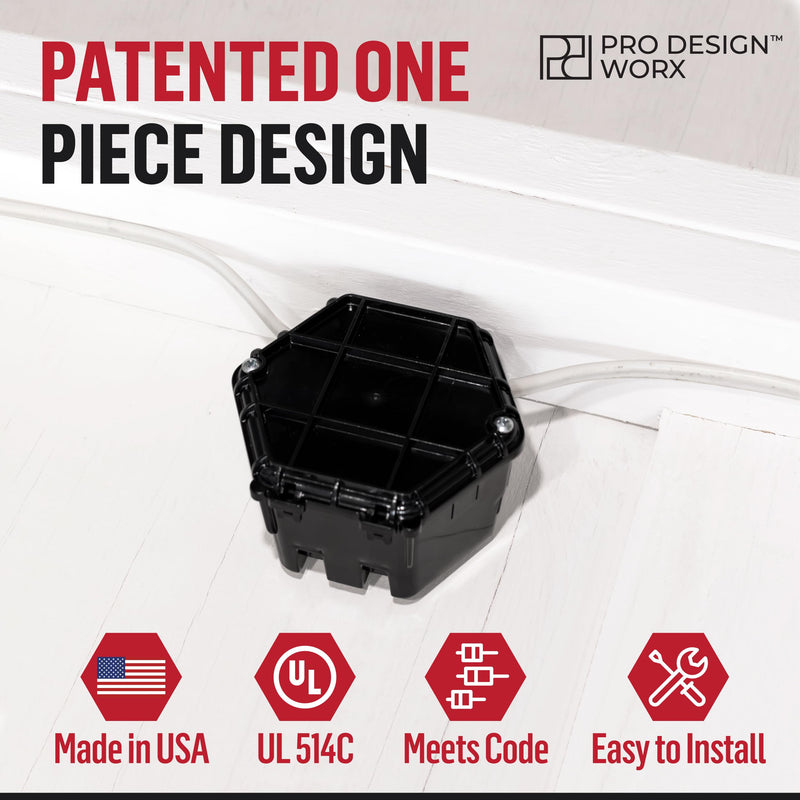 Open Splice Junction Box 5-Pack | UL 514C | One-Piece Polycarbonate Box, Code-Approved, Durable DIY Electrical Splice Enclosure in Black | Fast Installation for Safe Wiring Connections 5 Pack