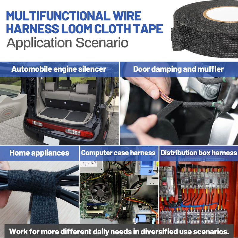 [Australia - AusPower] - RED WOLF Wire Harness Tape Electric High Temp Wiring Cable Loom Adhesive Fabric Tape for Automobile Electrical Harness Wrap Noise Damping Protection Insulation Cable Fixed 3/4 Inch x 50 FT 2 Pack 2P-3/4" x 50 FT 