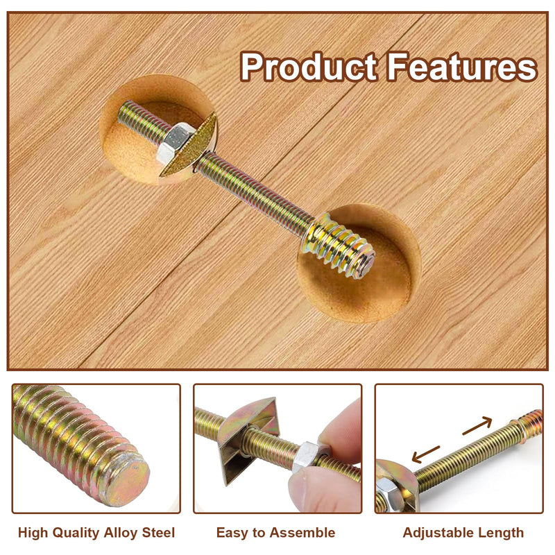 [Australia - AusPower] - 20 Pieces Bed Frame Hardware Connector Kit,M8×100mm Furniture Fastening Connectors Countertop Hardware Bed Frame Bolts and Nuts Kit for Countertops Wardrobes Blocks Bed Frame Furniture 