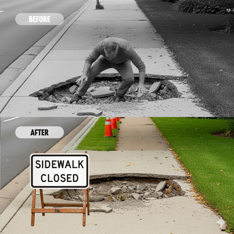 SmartSign 12 x 18 inch “Sidewalk Closed” MUTCD-Compliant Metal Sign, 63 mil Aluminum, 3M Laminated Engineer Grade Reflective Material, Black and White, Made in USA 12" x 18" EG Reflective Aluminum