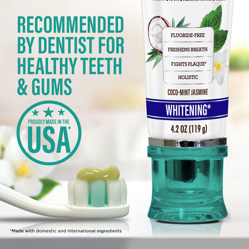 [Australia - AusPower] - GuruNanda Hydroxyapatite Toothpaste, SLS & Fluoride Free, Whitening Toothpaste - Freshens Breath, Fights Plaque - Natural CocoMint Jasmine Neem, 4.2oz 4 Ounce (Pack of 1) 