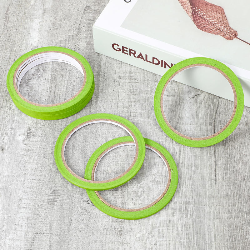 8 Rolls Green Pinstripe Masking Tape 1/8 Inch Width Thin Line Painters Tape for Painting Whiteboard Tapes Pinstriping Paint Tapes for Wall DIY Board Auto Paint