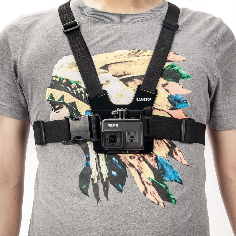 [Australia - AusPower] - Sametop Chest Mount Strap Harness Chesty Body Mount Compatible with GoPro Hero 12, 11, 10, 9, 8, 7, 6, 5, 4, Session, 3+, 3, 2, 1, Max, Hero (2018), AKASO, DJI Osmo Action Cameras 