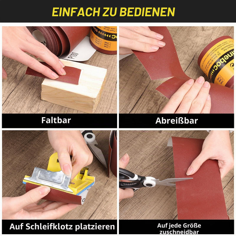 93 mm x 10 m Grit 180 Sandpaper Roll for Hand Sanders | Aluminium oxide sanding cloth, wet dry, can be cut to size, multi-surface polishing, rust removal, fine sanding 180 grit