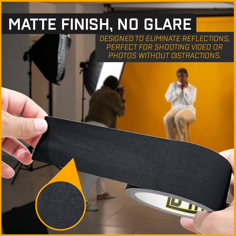 [Australia - AusPower] - Gaffer Tape 2 Inch x 1 Pack Black Gaffing Tapes, Heavy Duty No Residue, Matte Finish, Non-Reflective, Multipurpose Premium Heavy Duty Black Frog Tape, Strong Fabric Tape 