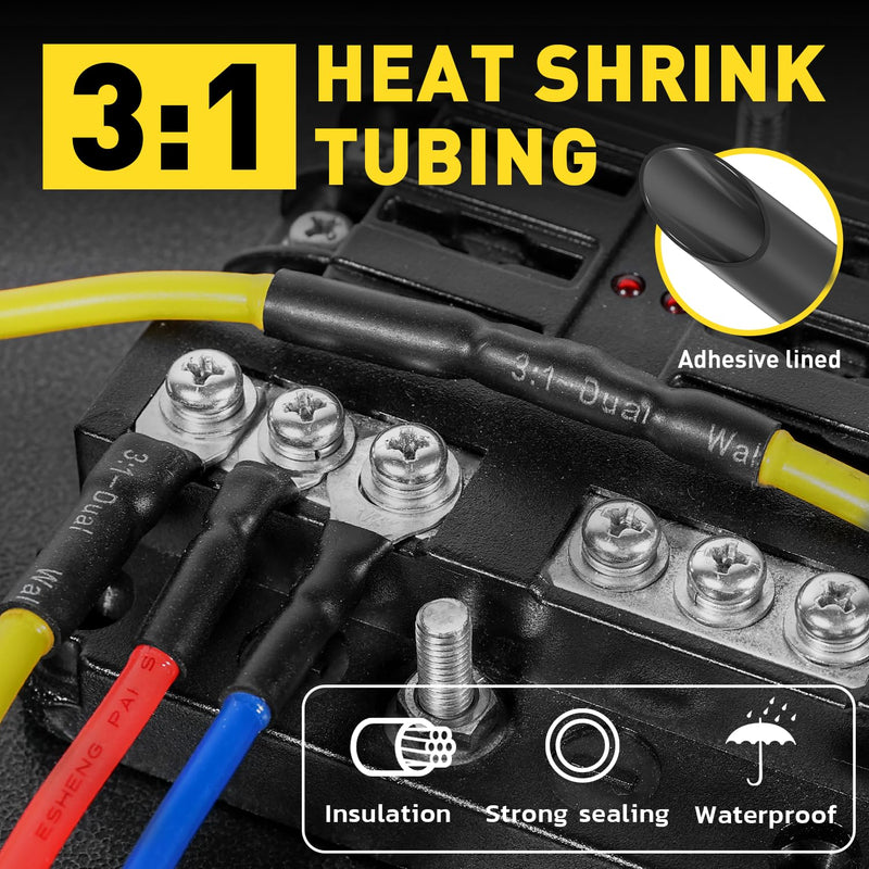 haisstronica Non Insulated Wire Connectors Kit 760 PCS - AWG 26-10 Tinned Copper Electrical Crimp Terminals with 3:1 Heat Shrink Tubing for Automotive, Marine, Industrial Wiring