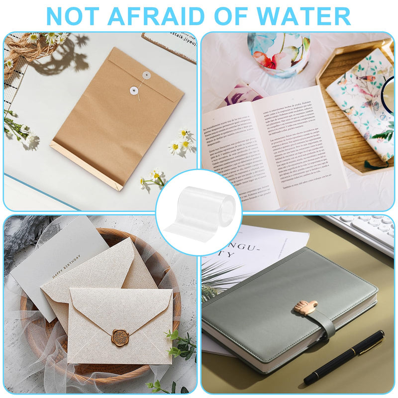 Engorgio 3Inch x 16.5Ft，Archival Safe Book Repair Tape 2pcs，Clear Strong Waterproof Adhesive，Old Books,Broken Pages，for Textbook Spine，Removable Book Binding Tape，Library Repair Supplies. 2