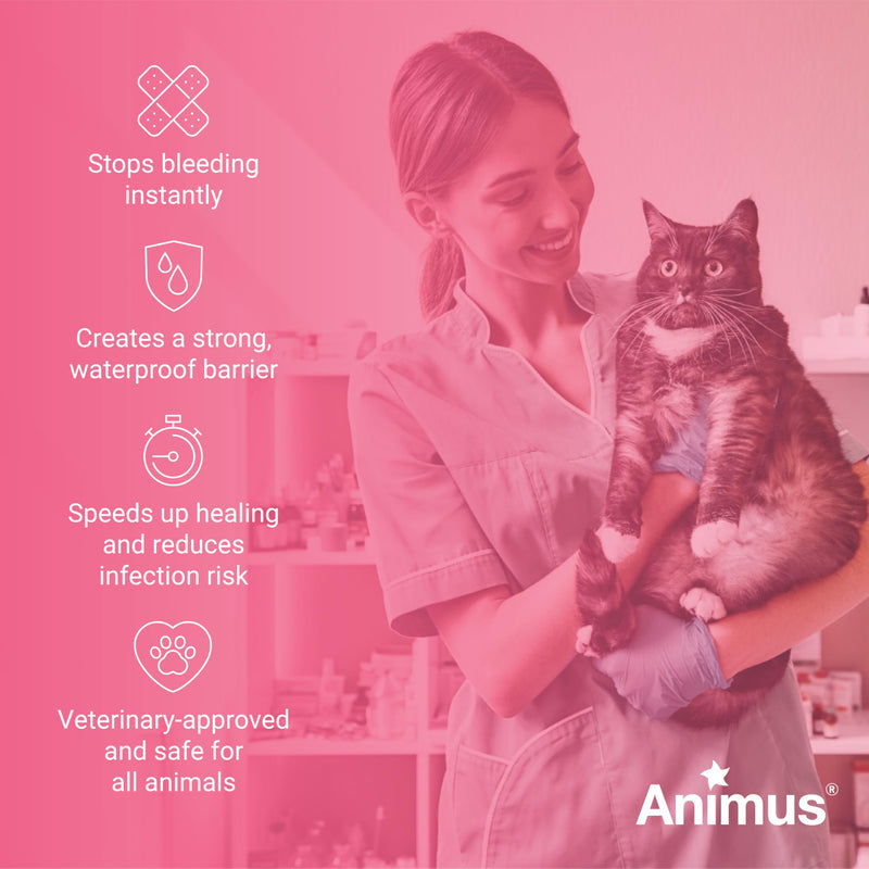 [Australia - AusPower] - Animus SkinBond Animal Skin Glue | Quick-Setting Surgical Glue | Fast-Acting Bleeding Control & Wound Closure | Flexible & Waterproof Wound Sealer | 2ml & 10 Applications - Made in The USA 