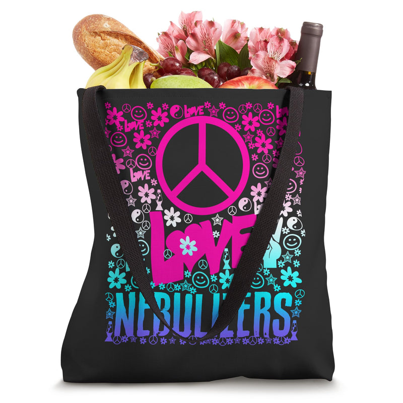 Respiratory Therapist Therapy Peace Love Nebulizers Retro Tote Bag 16 inches