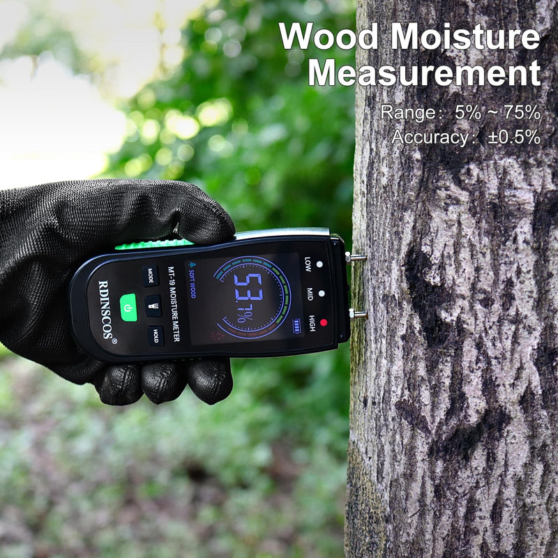 [Australia - AusPower] - Wood Moisture Meter, Firewood Moisture Tester, Drywall Moisture Detector Professional Moisture Content Meter Lumber Logs Concrete Floors Carpet Ceiling Building Material Hardwood Black 