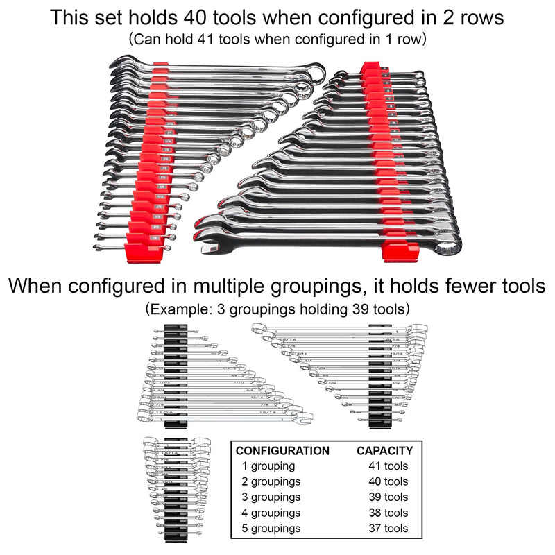 Ernst Manufacturing Wrench Pro - Modular Wrench Organizer for 40 Wrenches with Anti-Slip Cleats (Patented) - Made in the USA Black
