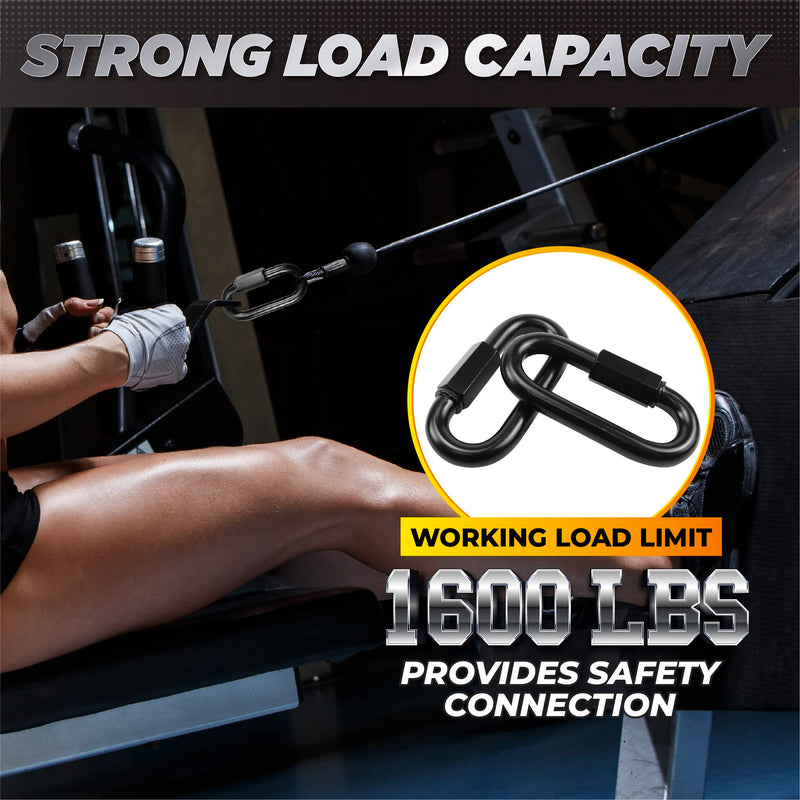[Australia - AusPower] - 6PCS 3 Heavy Duty Chain Quick Links, 1600 LBS Weight Capacity, Durable, Anti-Rust, High Strength Chain Connector, Carabiner for Big Chain Connecting, Hammock Hanging, Hiking, Camping 6PCS 3 