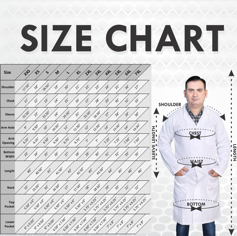 DR Uniforms By DR Instruments DR201-L Unisex Lab Coat, 60% Cotton, 40% Polyester, Sanforized to Prevent Shrinking, White, Size L