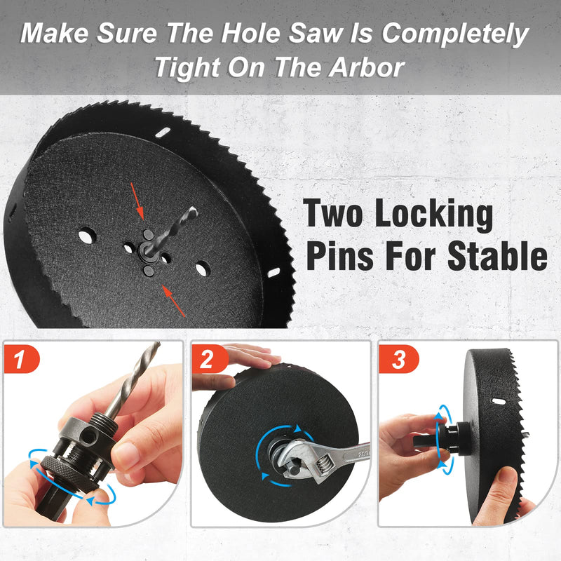 [Australia - AusPower] - Heavy Duty Hole Saw Arbor with 5pcs Center Drill Bits, 1/2" Hex Shank Quick Change Arbor Fits 1-1/2" to 10" Hole Saws 