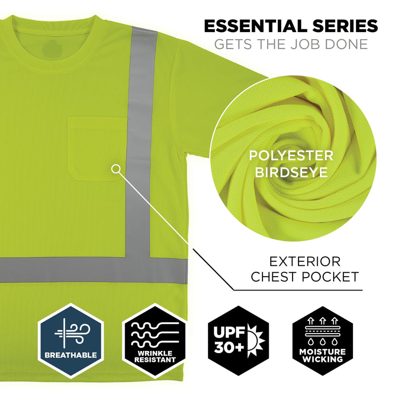 Ergodyne Unisex Adult Glowear 8282 Essential Hi-vis T-Shirt - Type R, Class 2 5X-Large Lime