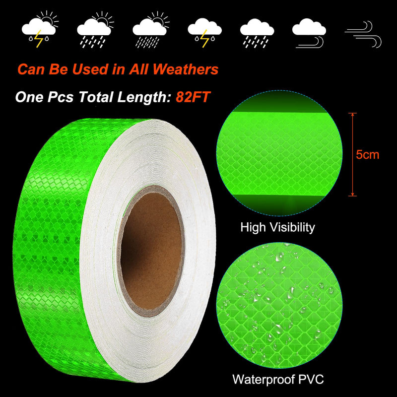 PATIKIL Reflective Tape, 1 Roll 2 Inch x 148 ft Waterproof Self Adhesive High Visibility Caution Warning Safety Tape Outdoor Reflector for Trucks Trailers Cars, Green 2 Inch x 148 Feet