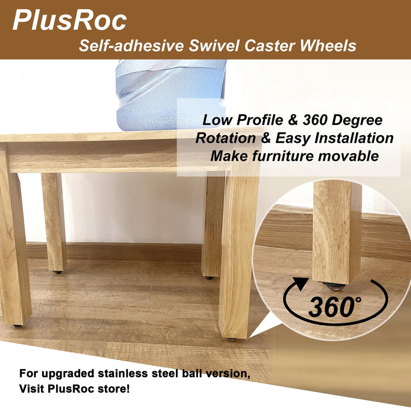 [Australia - AusPower] - PlusRoc 8 Pack Self Adhesive Caster Wheels 1 Inch For Furniture Bucket, Load Capacity 28LBS Per Wheel, Low Profile Swivel Paste Universal Wheels For Small Appliance Storage Bins Steel Ball 8.0 