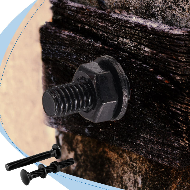 [Australia - AusPower] - Zonon Carriage Bolt Kit Galvanized Carriage Bolt Set Includes Rust Resistance Bolts Washers and Nuts for Fastening Accessories (12 Sets,Black,1/4 x 1-1/2 Inch) 1/4 x 1-1/2 Inch Black 12 