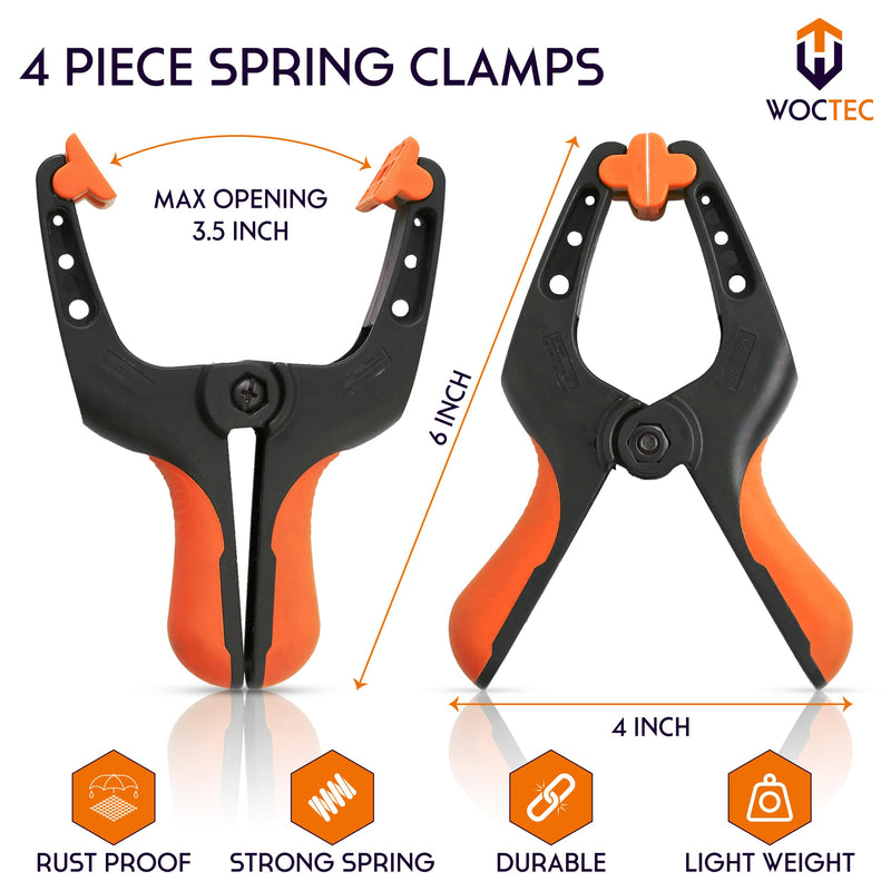 [Australia - AusPower] - 4-Pack Spring Clamps Heavy Duty - 6 Inch Large Plastic Clamps for Crafts and Pool Cover Clips with 3 Inch Jaw Opening- Wodworking Clamps for Cover Holding and Wood Gluing (6 Inch Pack of 4) 6 Inch Pack of 4 