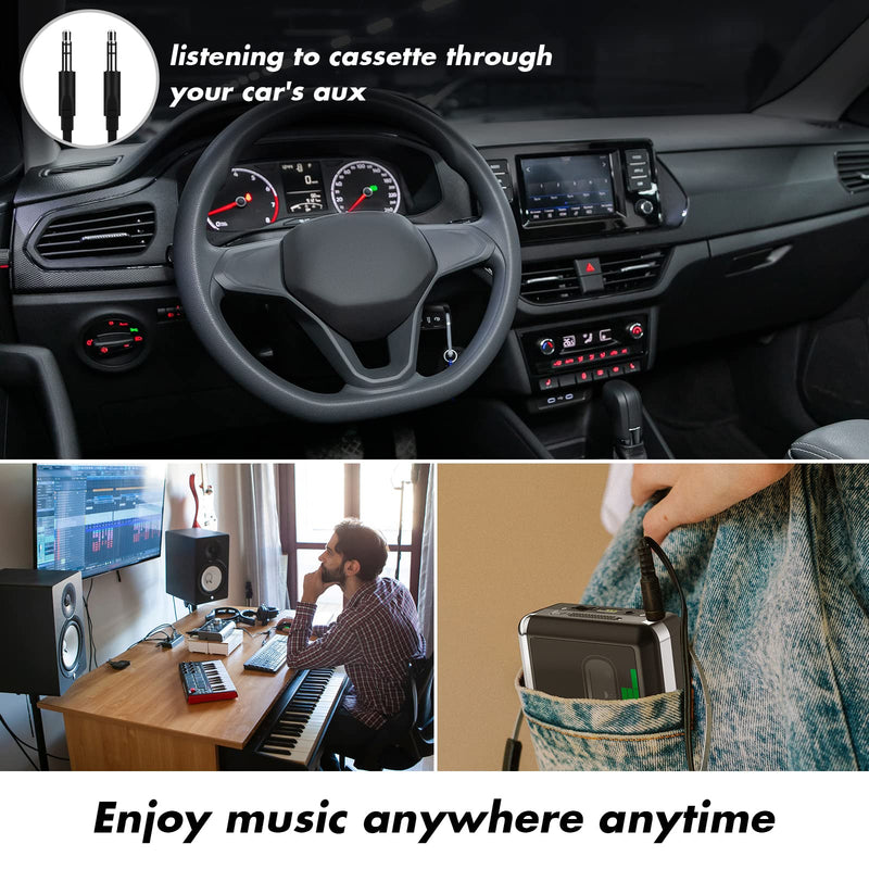 [Australia - AusPower] - DIGITNOW USB Cassette Player, Portable Walkman Stereo Tape to MP3 Converter, Audio Music Recorder to MP3 Digital File Converter with Earphones, No PC Required, Black, BR607 