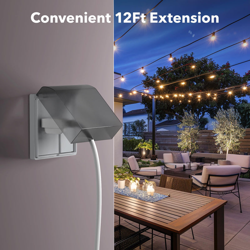 [Australia - AusPower] - BN-LINK 12ft Outdoor Extension Cord, 3-Prong, 16 Gauge General Purpose Power Cord, Grounded Plug, White, for Landscaping & Holiday Decorations, Home & Office, 13A ETL 