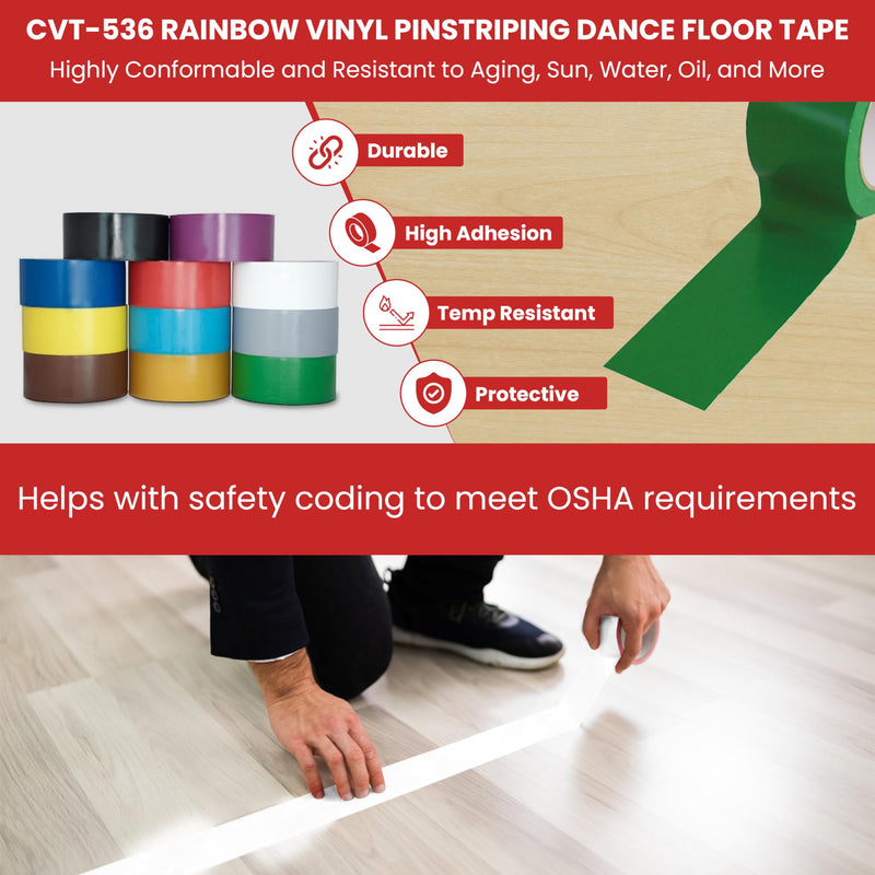 GGR Supplies T.R.U. CVT-536 Clear Vinyl Pinstriping Dance Floor Tape: 3 in. Wide x 36 yds. Several Colors 3 in. x 36 yds.