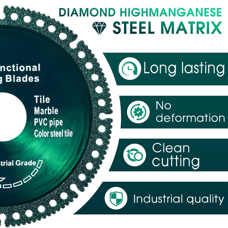 [Australia - AusPower] - ?5 Pack 4.5 Inch Indestructible Disc for Grinder, Indestructible Disc 2.0 for Angle Grinder 7/8''-Cut Everything in Seconds, Cutting Discs for Smooth Cutting, Chamfering, Grinding Materials Green (115mm) 5.0 