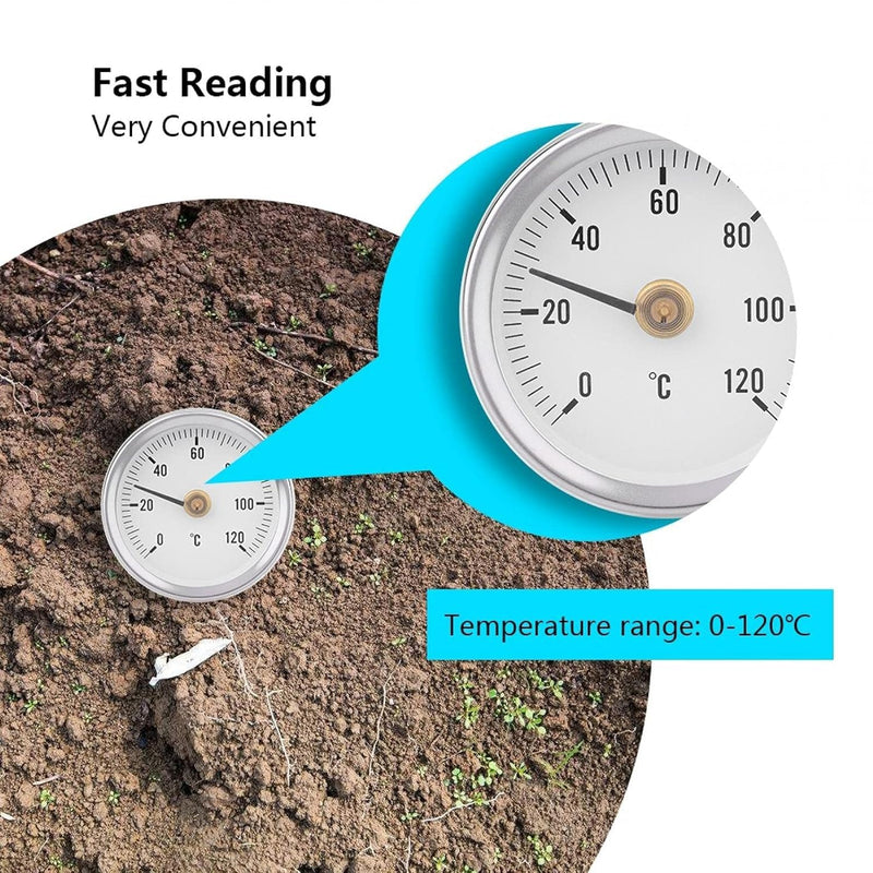 [Australia - AusPower] - 63mm Bimetal Temperature Spring Thermometer Pipe IP55 Clip on Thermometer Pipe Temperature Gauge for Measuring Temperatures of HVAC Hot Water Pipes and 