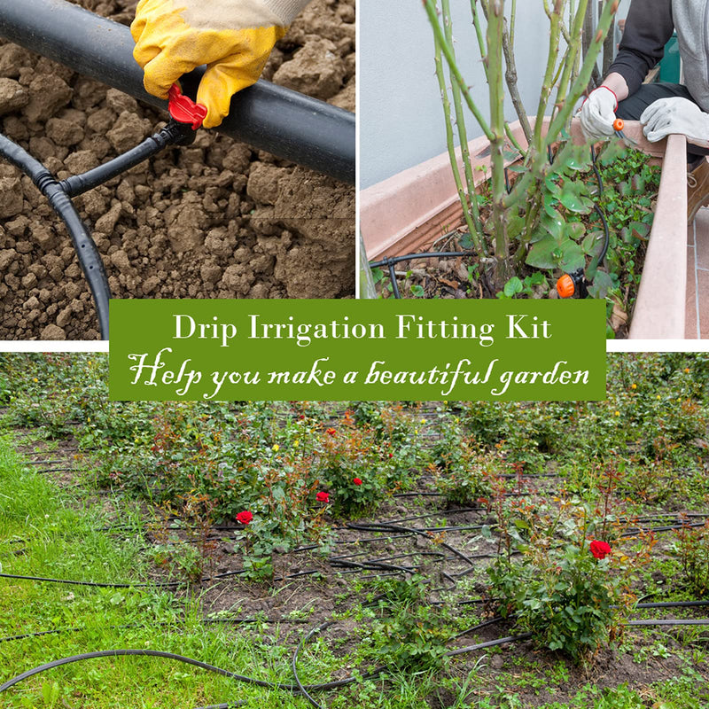 [Australia - AusPower] - 1/4 Inch Drip Irrigation Fittings Kit, 130 Pieces Drip Irrigation Parts for 1/4" Irrigation Tubing for Garden Lawn, Drip Line Barbed Connectors - 60 Couplings, 40 Tees, 20 Elbows, 10 End Plugs 4/7mm Drip Fittings Set-130P 