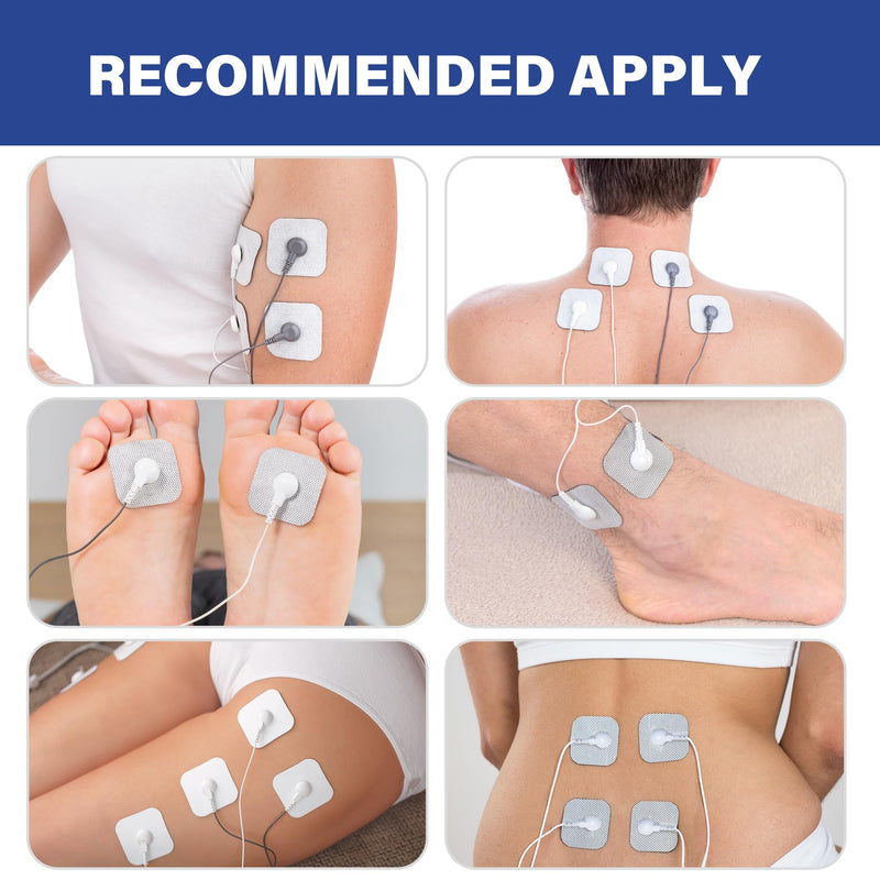 [Australia - AusPower] - LotFancy TENS Unit Replacement Pads, 40 Pcs 2x2 Snap Electrodes Pads, Reusable Tens Pads for EMS Muscle Stimulator, Using 3.5mm Snap Connector 40 Count (Pack of 1) 