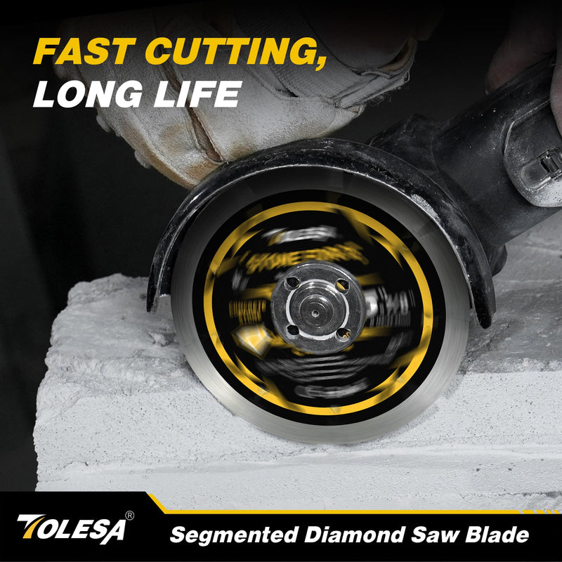 [Australia - AusPower] - TOLESA 5 Inch Segmented Diamond Blade for Angle Grinder, Diamond Cutting Wheel with 7/8" Arbor, 20mm & 16mm Adapter Ring, 5" Stone Blade Fast Cut Masonry, Concrete, Brick (3-Pack) 