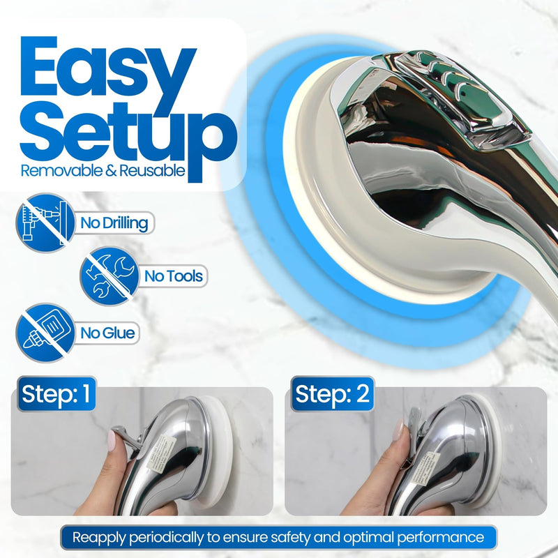 Safe-er-Grip Safe-er-Grip Changing Lifestyles Suction Cup Grab Bars for Bathtubs & Showers; Safety Bathroom Assist Handle, Chrome, 12 inches No Color 12 inch (Pack of 1)