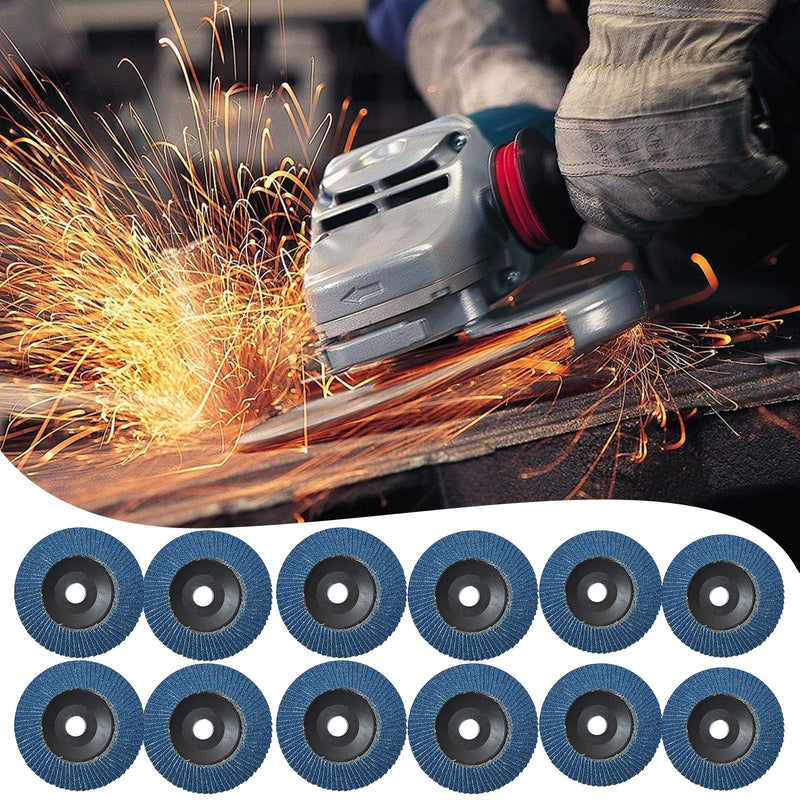 [Australia - AusPower] - Oiieco Pack of 12 Flap Discs, Sanding Discs Sanding Disc Slats Sanding Disc Set 40/60/80/120 for Metal Wood Steel (Blue) 