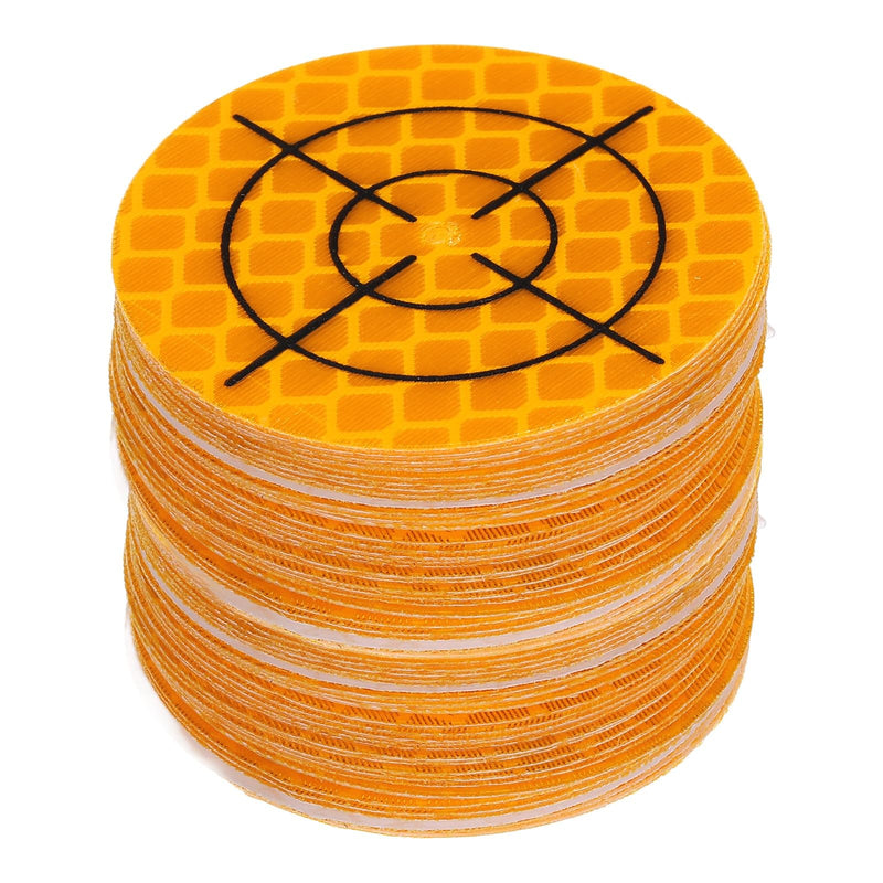HARFINGTON 60pcs Survey Reflector Sheets 40mm x 40mm Self-Adhesive Surveying Target Mark Sticker Total Station Round Reflective Sheet Tape for Ship Inspection Tunnel Measure, Yellow 60