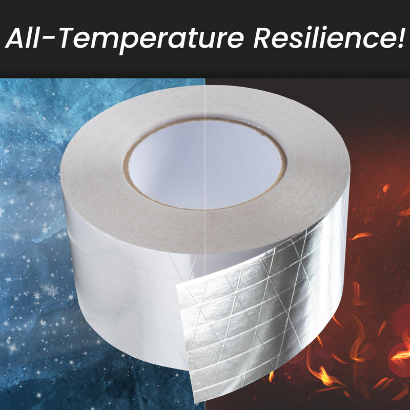 3" Inch x 164 Ft / 55 Yards Long Aluminum Foil Tape with Mesh - Strong Metal Insulation Adhesive Heavy Duty Ductwork Tape - Waterproof, High and Low Temperature HVAC, Vent Hose, Dryer Leak Repair Tape 3 Inch - 164 Feet Aluminum Foil with Mesh 1