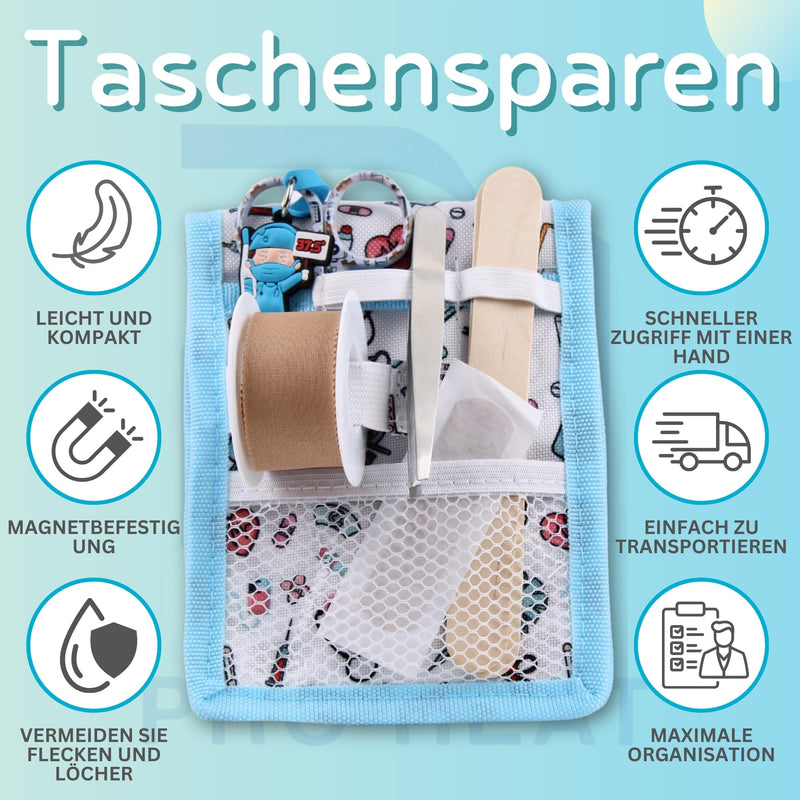 Ph Pro Heat Nurse Bag for Work with Magnet - Care Bag - Kankenhaus Accessories - Nurse Bag with Multifunctional Compartments - Nursing Organiser White/Light Blue