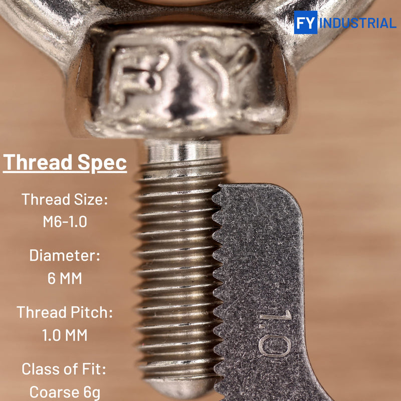 [Australia - AusPower] - Stainless Steel Machinery Shoulder Lifting Eye Bolt (M6, 5 Items) M6 Silver 