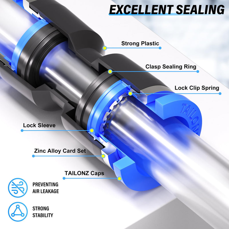 [Australia - AusPower] - TAILONZ PNEUMATIC 50 pcs Straight Push Connectors Plastic Quick Release Connectors Air Line Fittings for 5/32 1/4 5/16 3/8 1/2Tube (2 Way) 5/32"/1/4"/5/16"/3/8"/1/2"OD 