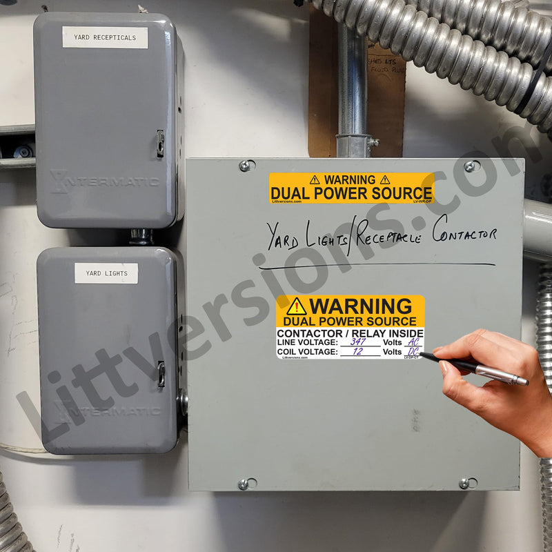 20 Pack 4"x1" Warning Dual Power Source Laminated Label Sign Sticker Vinyl Heavy Duty Pressure Sensitive Waterproof 20 Pack