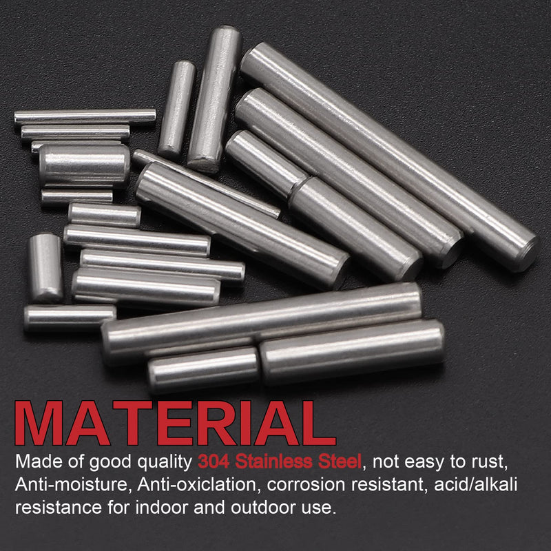 [Australia - AusPower] - 220Pcs 22 Kinds M2 M3 M4 M5 304 Stainless Steel Dowel Pin Cylindrical Shelf Support Peg Pin Rod Fasten Elements Assortment Kit M2/M3/M4/M5 