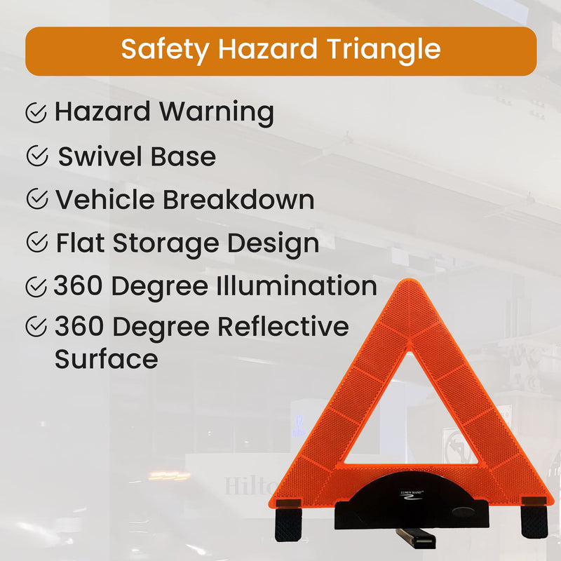 [Australia - AusPower] - Emergency Warning Triangle by Lumen Wand Store for Road Side Safety, Vehicle Breakdown, and Hazard Marking - Internal LED Illumination Combined with External Reflectivity, 1 