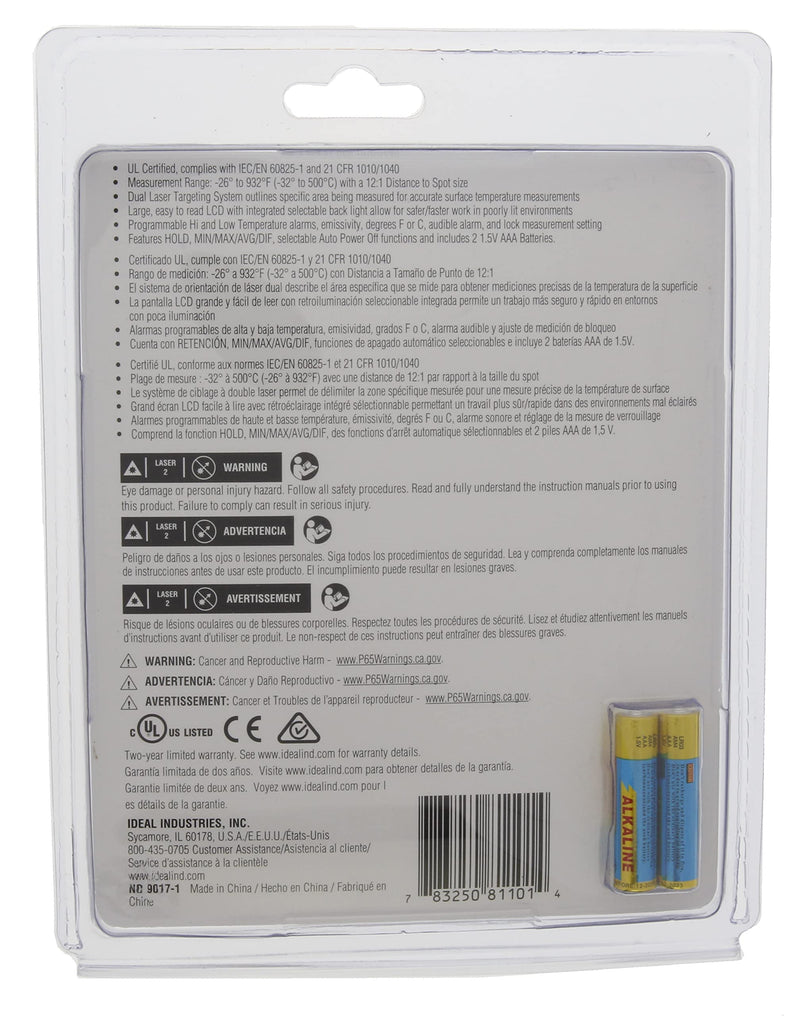[Australia - AusPower] - IDEAL Industries INC. 61-847 Dual Laser Targeting Infrared Thermometer 