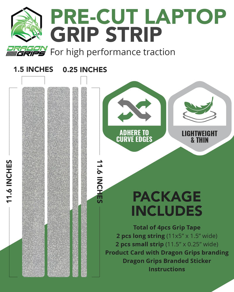 Dragon Grips Non Slip Grip Tape, 4 Pcs Clear Textured Rubber Grip Tape for Tablet, iPad, Cases, Chromebook, MacBook, and Laptop Grip Sticker, Self-Adhesive Multi-Purpose Grip Decal for Anything