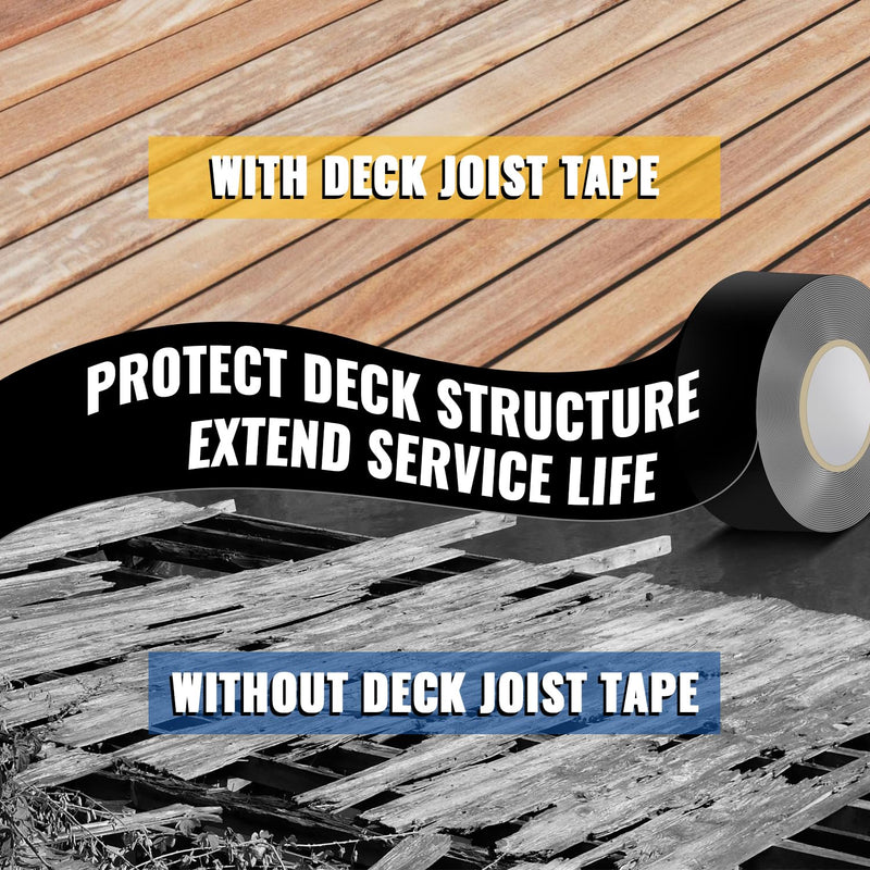 VIVIDA Butyl Joist Tape for Decking 1-5/8" × 50' (2 Roll), Waterproof Deck Joist Butyl Sealant Tape for Wood Beams, Roof 1-5/8"×50′ (2 Rolls)