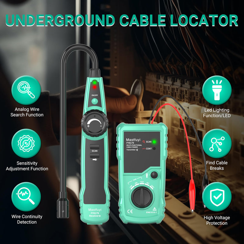 [Australia - AusPower] - Underground Cable Locator, Wire Locator Tracer Detector, Test Short Circuit Breaker of Wall and Underground Cables, Cable Tester for Dog Fence Cables Irrigation Control Wires Telephone Line 