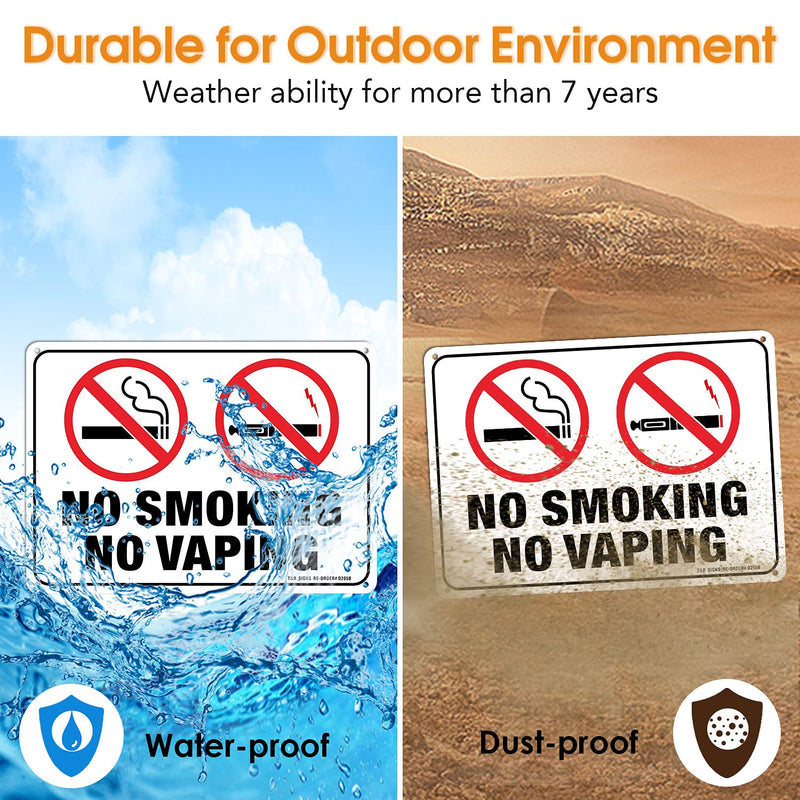 [Australia - AusPower] - No Smoking No Vaping Sign - 4 Pack - 10 x 7 Inches Rust Free .040 Aluminum - UV Protected, Waterproof, Weatherproof and Fade Resistant - 4 Pre-drilled Holes WHITE - 4 Pack 