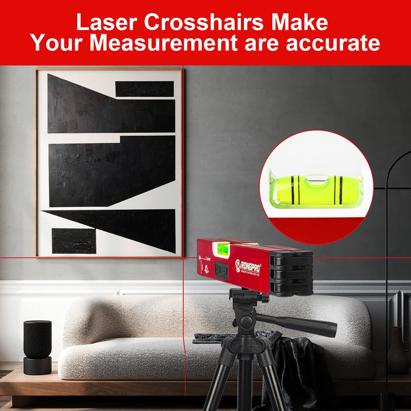 [Australia - AusPower] - 20Inch Foldable Magnetic Level-with 30Ft Laser Leveling Line and 90°/180°Bubbles,Multi-function Leveler Tool for Woodworking,Picture Hanging,Home Renovation and Construction 