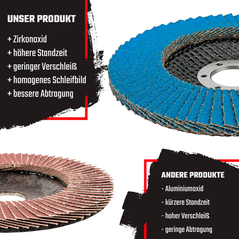 Professional fan discs, blue, pack of 10, diameter 125 mm, grain 80, stainless steel sanding discs, lamellar discs Ø 125 mm